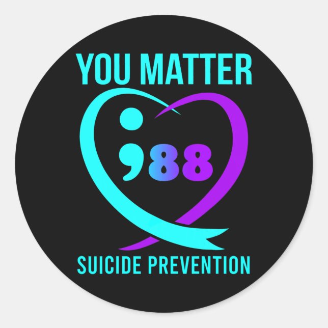 Sticker Rond Problème 988 Sensibilisation à la prévention du su (Devant)