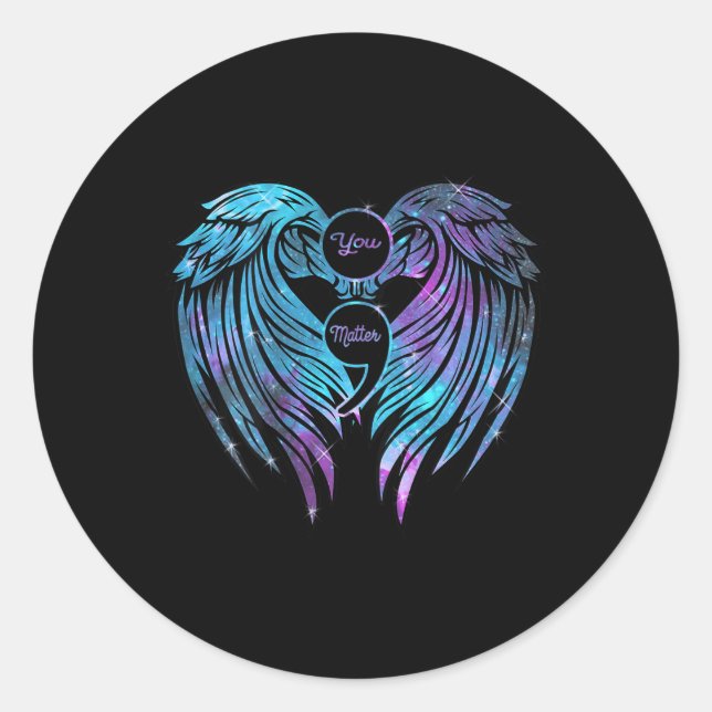 Sticker Rond Problème Ailes Prévention Suicide Sensibilisation  (Devant)