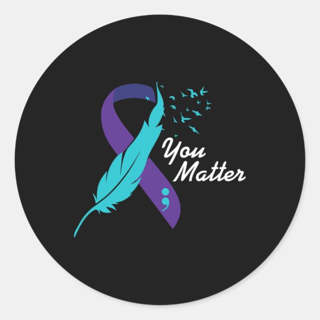 Sticker Rond Problème Ruban Suicide Sensibilisation Santé menta (Devant)