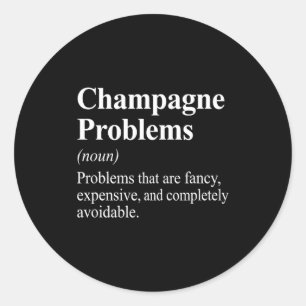 Sticker Rond Problèmes de Champagne Définition du dictionnaire