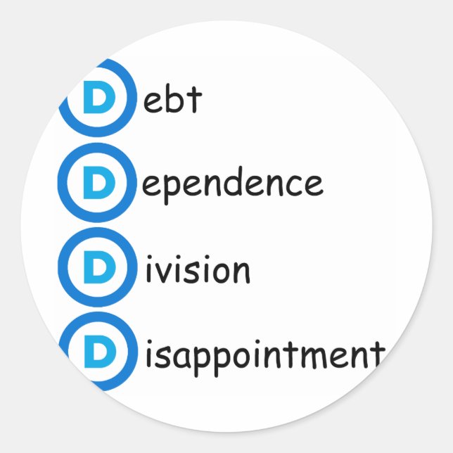 Sticker Rond Problèmes de logo du Parti démocrate (Devant)