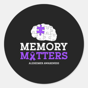 Sticker Rond Problèmes de mémoire Heimer Purple Ribbon Heimerhe