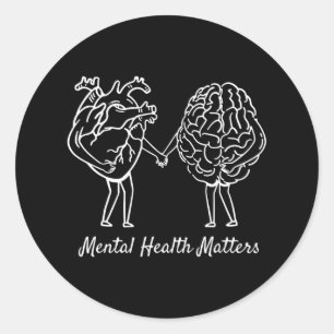 Sticker Rond Problèmes de santé mentale Cerveau cardiaque Neuro