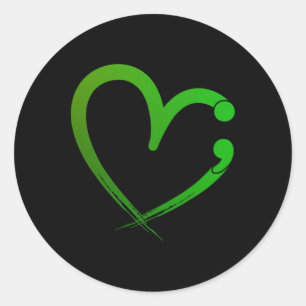 Sticker Rond Problèmes de santé mentale Semicolon Sensibilisati