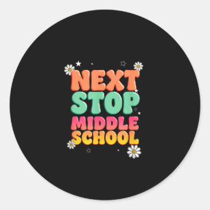 Sticker Rond Prochaine étape groovy collège rétro remise des di
