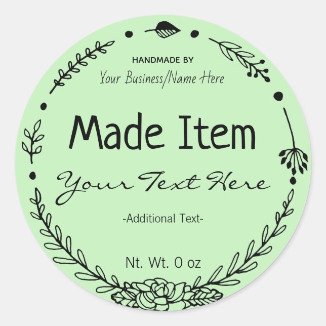 Sticker Rond Produit artisanal artisanal artisanal pour petites (Devant)