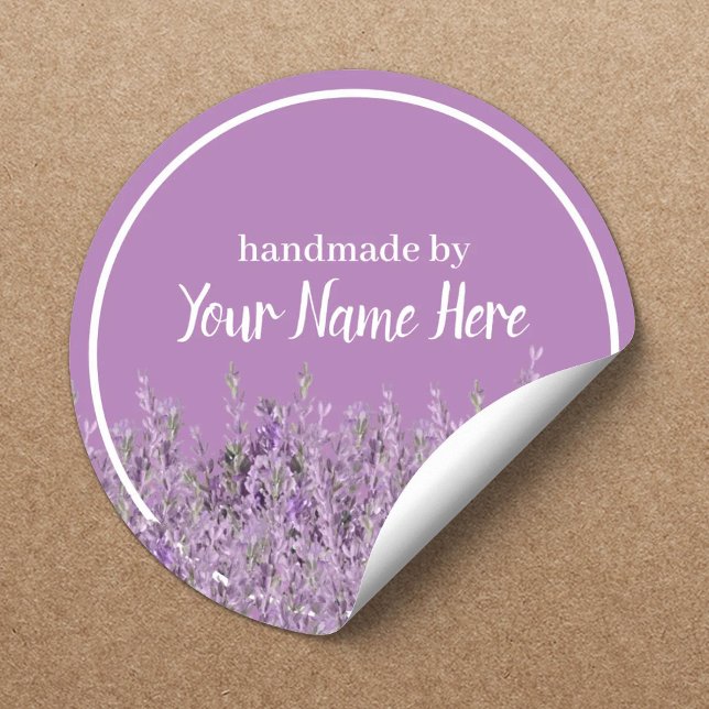 Sticker Rond Produit artisanal Élégant Lavande Floral Business (Créateur téléchargé)