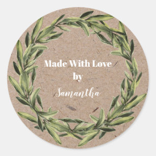 Sticker Rond Produit artisanal personnalisé Fleur Wreath Eco