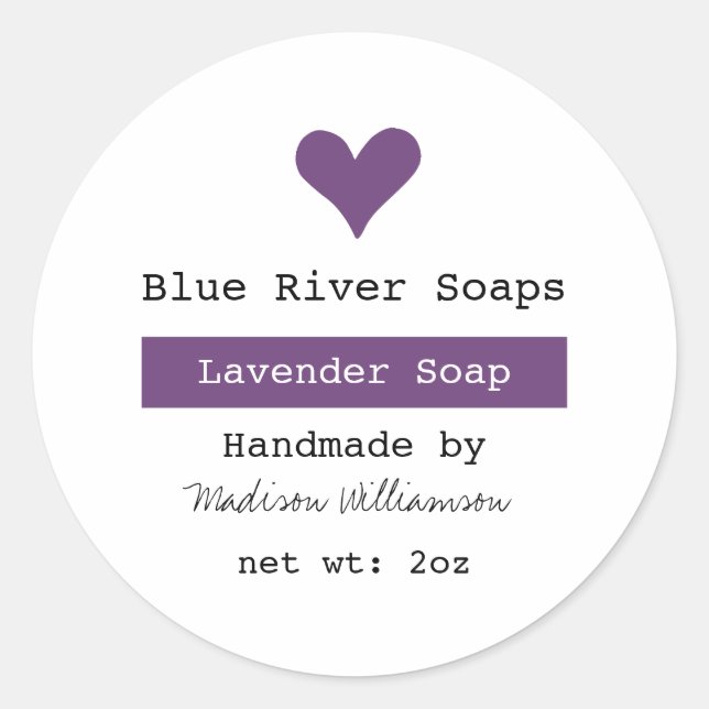 Sticker Rond Produit Soap Lavande artisanal (Devant)