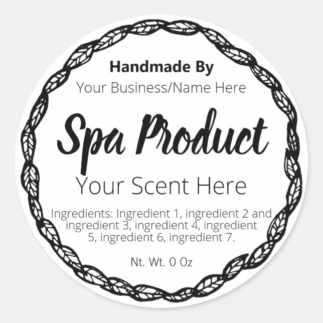 Sticker Rond Produit Spa artisanal pour petites entreprises (Devant)