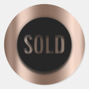 Sticker Rond Produit vendu Bronze noir Agent immobilier