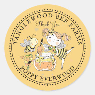 Sticker Rond Produits d'apiculture de abeille merci