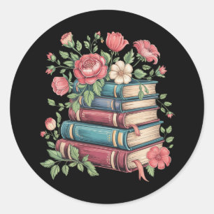 Sticker Rond Professeur Amoureux de Livres Retour à l'École Fle
