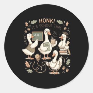 Sticker Rond Professeur Club Professeur Drôle Oie Ridicule