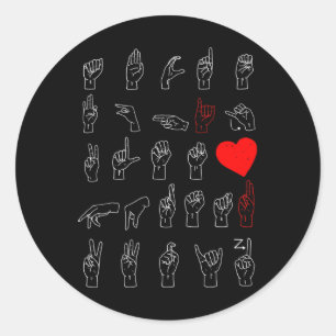Sticker Rond Professeur d'alphabet ASL Langue des signes améric