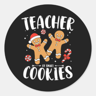 Sticker Rond Professeur de biscuits intelligents Gingerbread No
