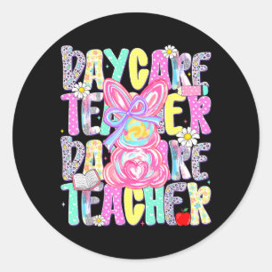 Sticker Rond Professeur de garderie de Pâques Chemise de printe