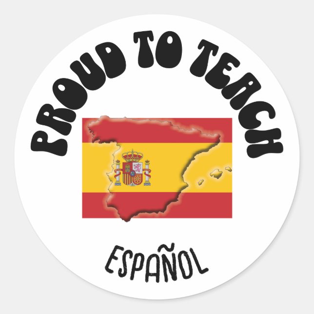 Sticker Rond Professeur de langue espagnole FIER D'ENSEIGNER ES (Devant)