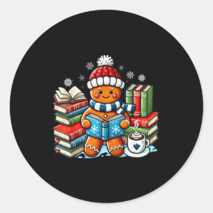 Sticker Rond Professeur de lecture de pain d'épice Bibliothèque