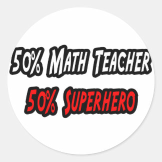 Sticker Rond Professeur de mathématiques / Superhéros