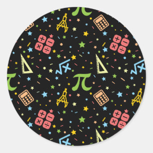 Sticker Rond Professeur de mathématiques - Symboles mathématiqu