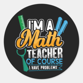 Sticker Rond Professeur De Maths De Retour À L'École