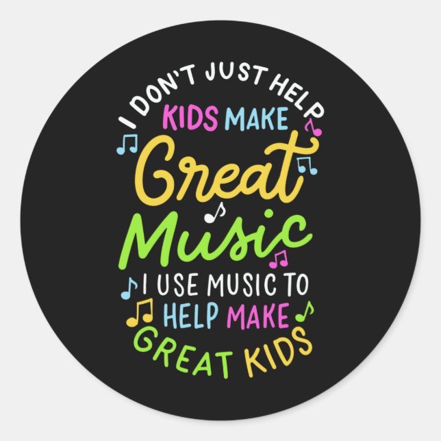 Sticker Rond Professeur de musique - Aidez les enfants à faire  (Devant)