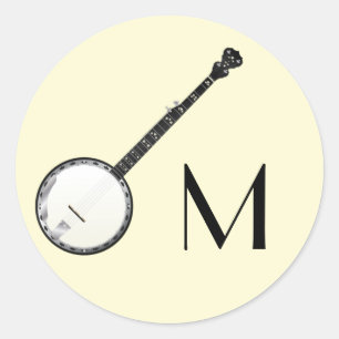 Sticker Rond Professeur de musique de Banjo