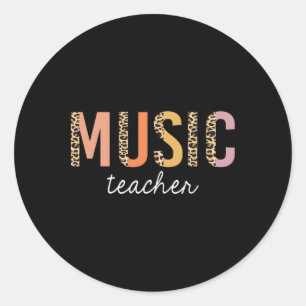 Sticker Rond Professeur de musique léopard Mignon Ck Fourniture