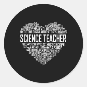 Sticker Rond Professeur de sciences Cœur fière conception d'ens