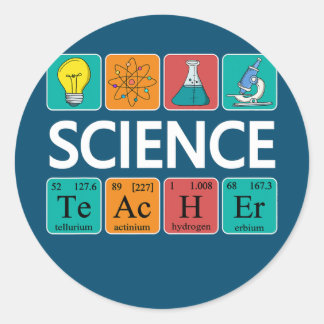 Sticker Rond Professeur de sciences Table périodique Chimie bio