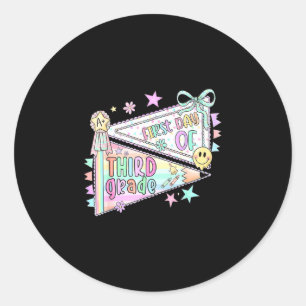 Sticker Rond Professeur de troisième année 3e année fanion reto