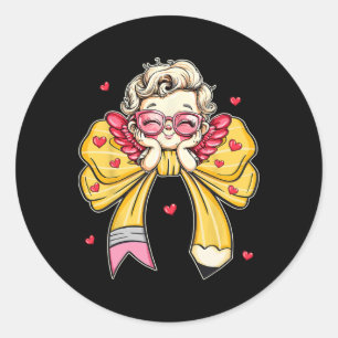 Sticker Rond Professeur Groovy Saint-Valentin Coquette Arc Cray