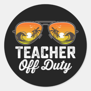 Sticker Rond Professeur Hors Service Lunettes de soleil Dernier