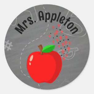 Sticker Rond Professeur personnalisé Retour à l'école Pomme
