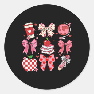 Sticker Rond Professeur Saint-Valentin Femme Coquette Nœud Prof