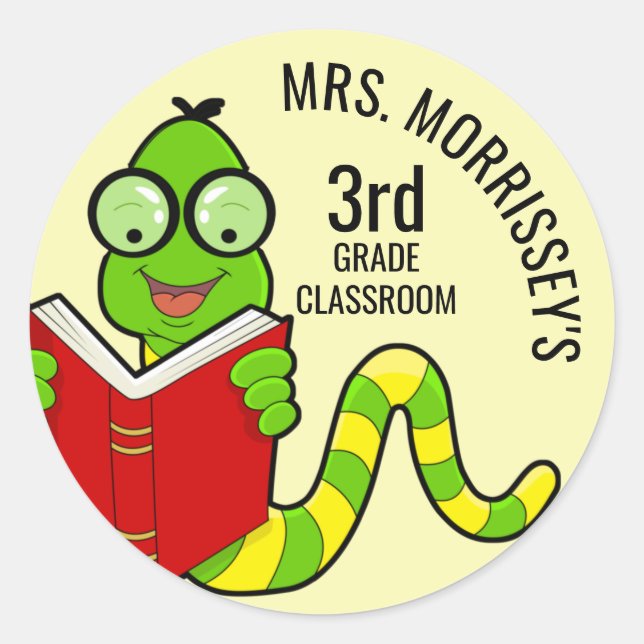 Sticker Rond Professeurs de ver de livre (Devant)