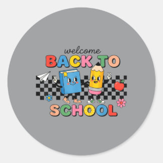 Sticker Rond Professeurs Drôles Filles Bienvenue à la Rentrée S