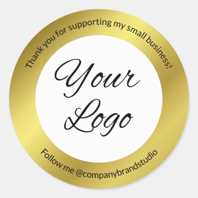 Sticker Rond Professionnel Ajouter Logo Merci Faux Gold (Devant)