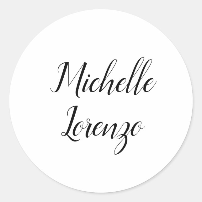 Sticker Rond Professionnel Moderne Simple Noir & Blanc (Devant)