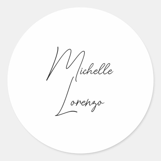 Sticker Rond Professionnel Moderne Simple Noir & Blanc (Devant)