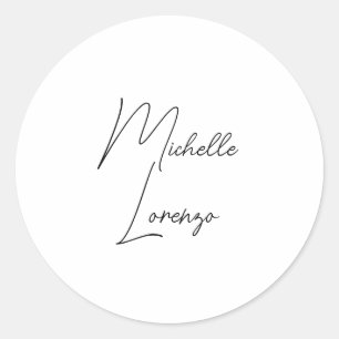 Sticker Rond Professionnel Moderne Simple Uni Noir & Blanc
