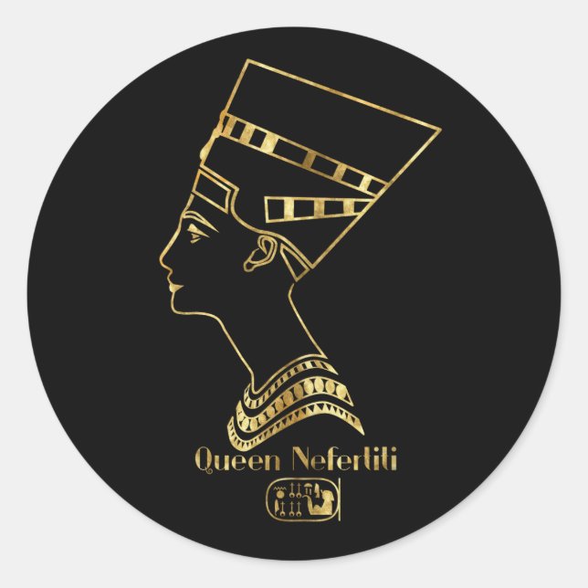 Sticker Rond Profil de la reine Nefertiti (Devant)