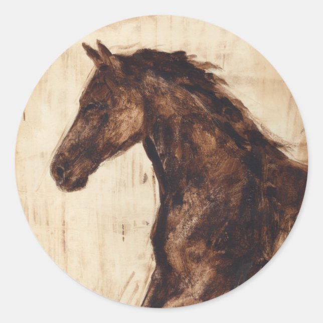 Sticker Rond Profil du cheval sauvage Brown (Devant)