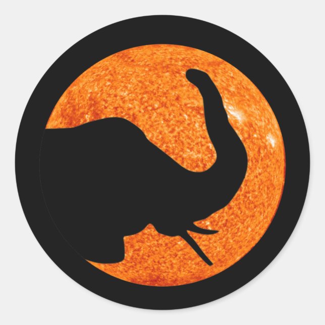 Sticker Rond Profil éléphant Éclipse solaire (Devant)