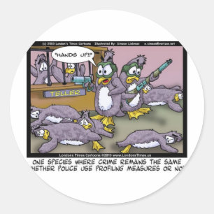 Sticker Rond Profilage de pingouins Drôle Dons Tee - shirts et 