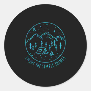 Sticker Rond Profitez des choses simples feu de camp nature min
