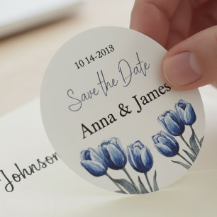 Sticker Rond Programme de mariage Delft Blue Tulip
