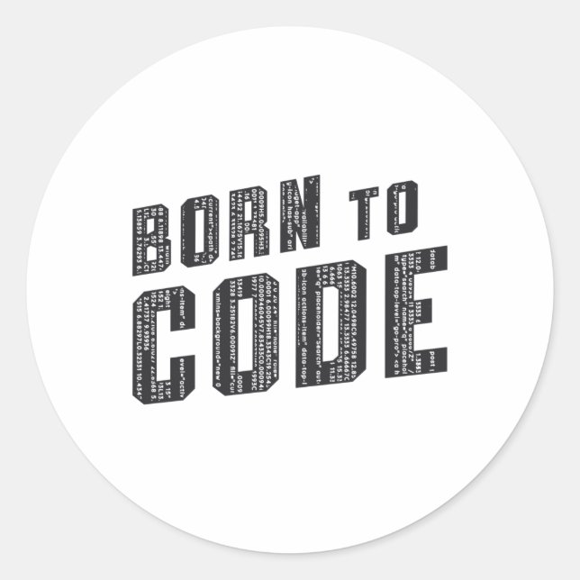 Sticker Rond Programmeur ICD de code médical born to code (Devant)