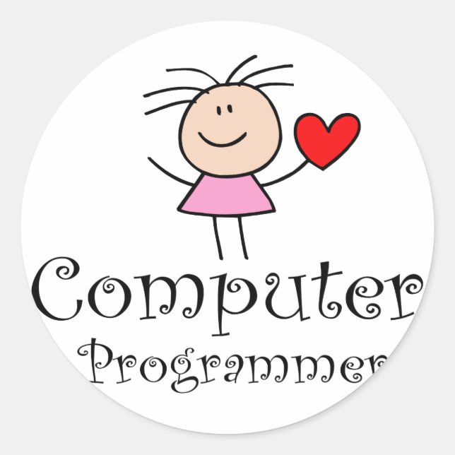 Sticker Rond Programmeur informatique (Devant)